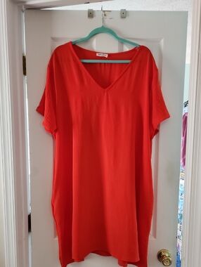 mittoshop Orange/Coral Flowy Dress with Pockets!! New Without Tags, Never Worn!